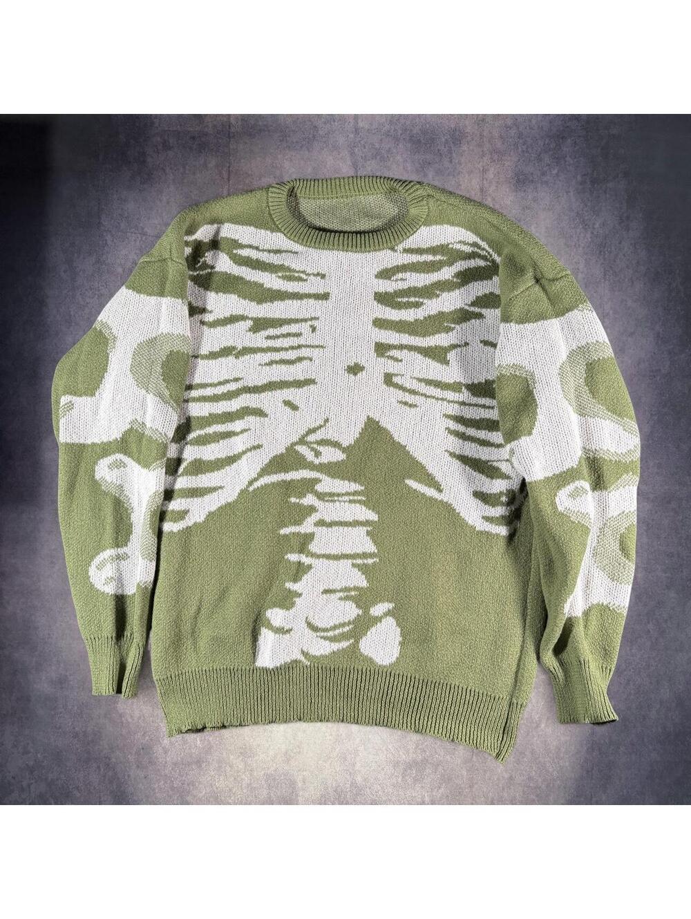 Green Skeleton Knit Sweater